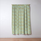 Festive, Art Deco, Wave, Pattern, Green and Gold Window Curtain Gallery Image 3