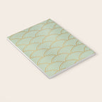 Festive, Art Deco, Wave, Pattern, Green and Gold Notebook Gallery Image 3