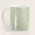 Festive, Art Deco, Wave, Pattern, Green and Gold Coffee Mug Gallery Image 3