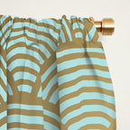 Festive, Art Deco, Wave, Pattern, Green and Gold Window Curtain Gallery Image 2