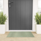 Festive, Art Deco, Wave, Pattern, Green and Gold Welcome Mat Gallery Image 3