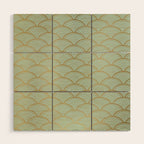 Festive, Art Deco, Wave, Pattern, Green and Gold Wood Wall Art Gallery Image 1