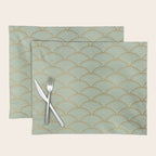 Festive, Art Deco, Wave, Pattern, Green and Gold Placemat Gallery Image 1