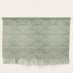 Festive, Art Deco, Wave, Pattern, Green and Gold Wall Hanging Gallery Image 1