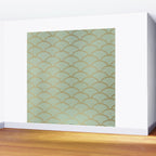 Festive, Art Deco, Wave, Pattern, Green and Gold Wall Mural Gallery Image 2