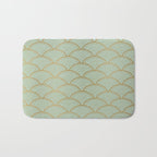 Festive, Art Deco, Wave, Pattern, Green and Gold Bath Mat Gallery Image 1