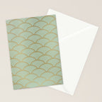 Festive, Art Deco, Wave, Pattern, Green and Gold Stationery Card Gallery Image 2