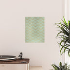 Festive, Art Deco, Wave, Pattern, Green and Gold Poster Gallery Image 2