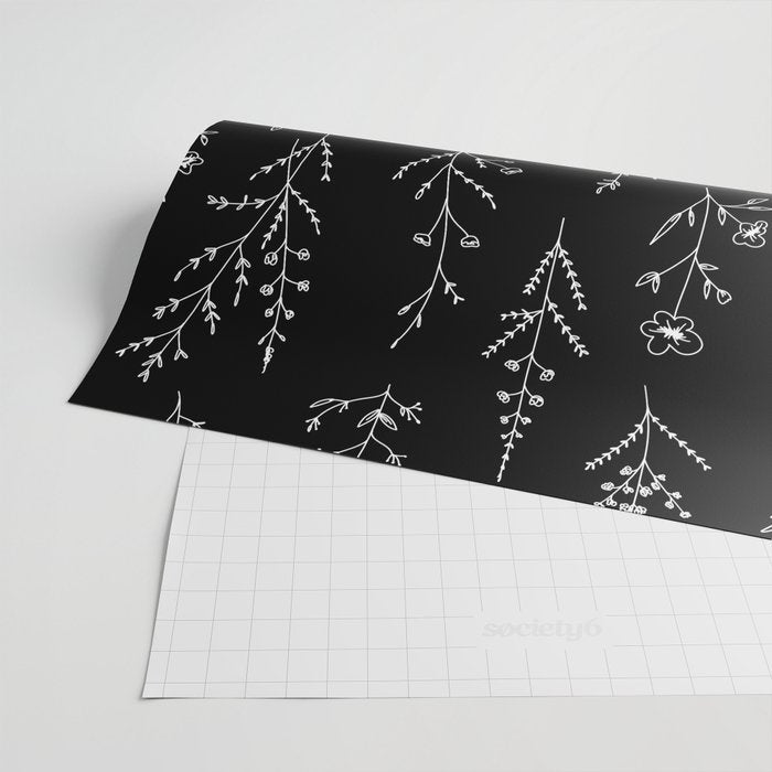 New Black Wildflowers Wrapping Paper Gallery Image 2