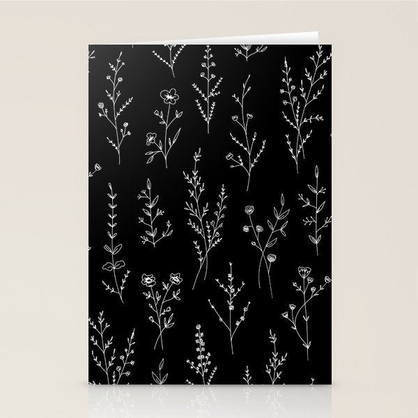 New Black Wildflowers Stationery Card Gallery Image 1