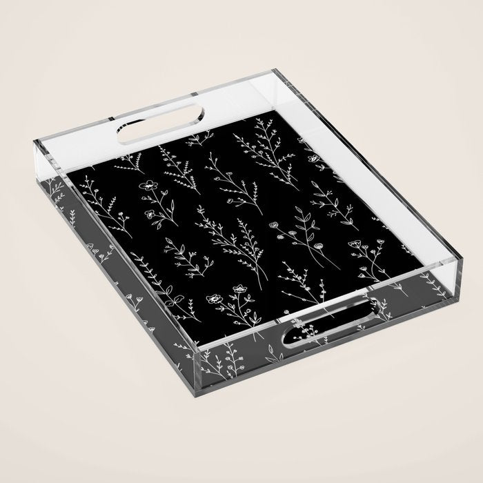 New Black Wildflowers Acrylic Tray Gallery Image 1