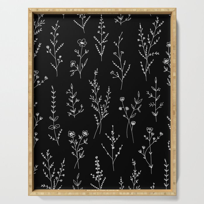 New Black Wildflowers Serving Tray Gallery Image 1