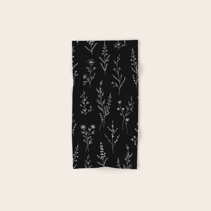 New Black Wildflowers Bath Towel Gallery Image 1
