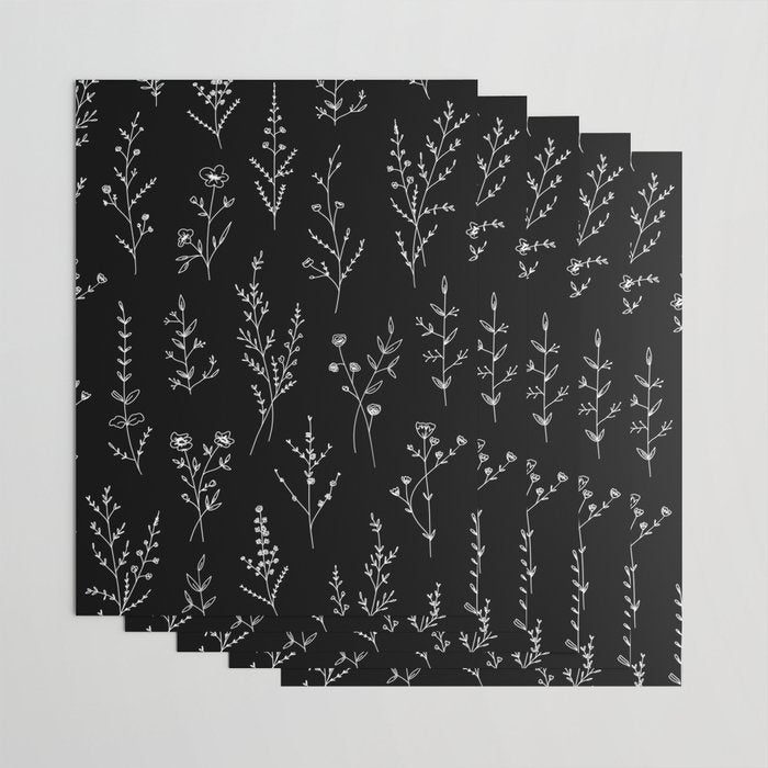 New Black Wildflowers Wrapping Paper Gallery Image 3