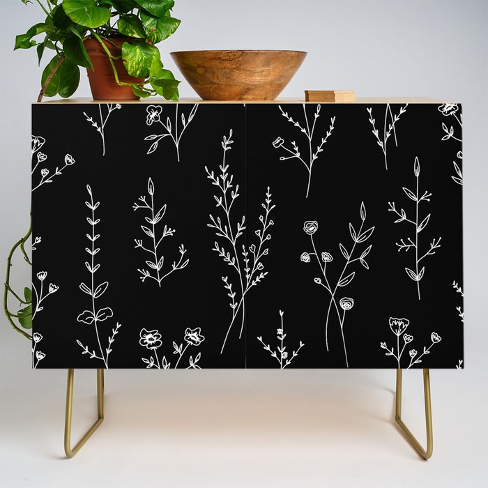 New Black Wildflowers Credenza Gallery Image 1
