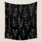 New Black Wildflowers Wall Tapestry Gallery Image 4