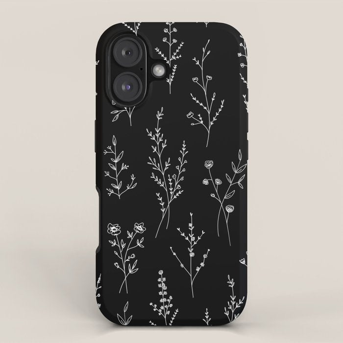 New Black Wildflowers iPhone Case