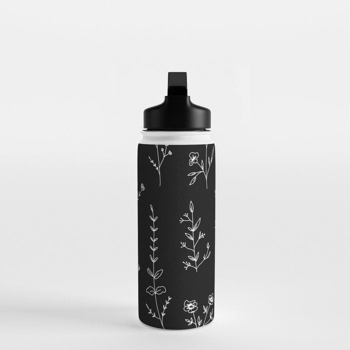 New Black Wildflowers Water Bottle Gallery Image 3