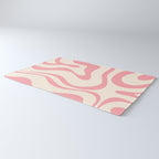 Modern Retro Liquid Swirl Abstract Pattern Square in Pink and Cream Rug Gallery Image 3