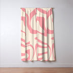 Modern Retro Liquid Swirl Abstract Pattern Square in Pink and Cream Window Curtain Gallery Image 3