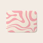 Modern Retro Liquid Swirl Abstract Pattern Square in Pink and Cream Bath Mat Gallery Image 1