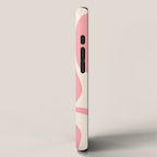 Modern Retro Liquid Swirl Abstract Pattern Square in Pink and Cream iPhone Case Gallery Image 2