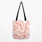 Modern Retro Liquid Swirl Abstract Pattern Square in Pink and Cream Tote Bag Gallery Image 2