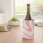 Modern Retro Liquid Swirl Abstract Pattern Square in Pink and Cream Wine Chiller Gallery Image 4