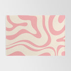 Modern Retro Liquid Swirl Abstract Pattern Square in Pink and Cream Rug Gallery Image 2