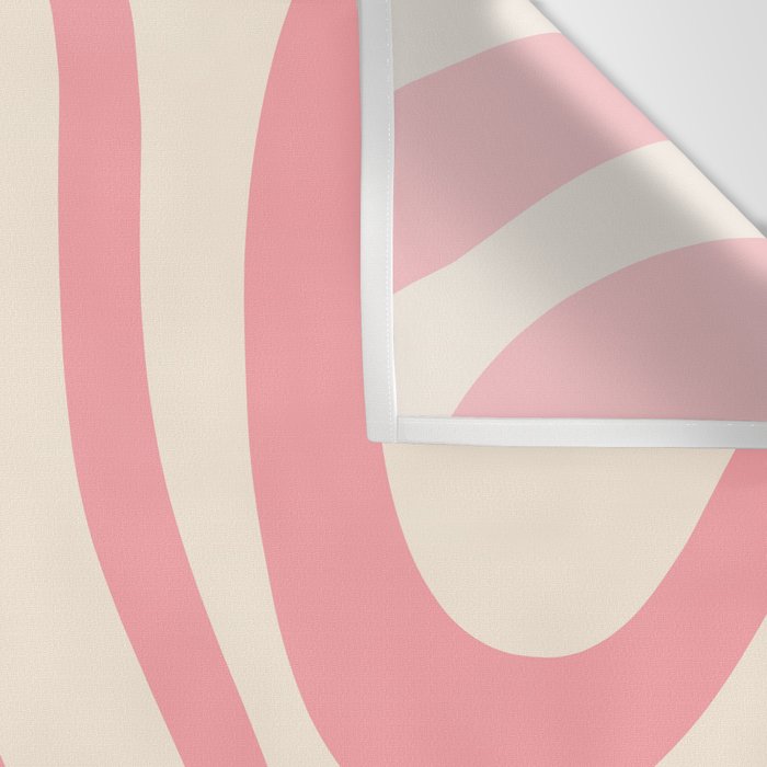 Modern Retro Liquid Swirl Abstract Pattern Square in Pink and Cream Wall Tapestry Gallery Image 3