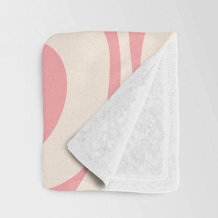 Modern Retro Liquid Swirl Abstract Pattern Square in Pink and Cream Throw Blanket Gallery Image 3