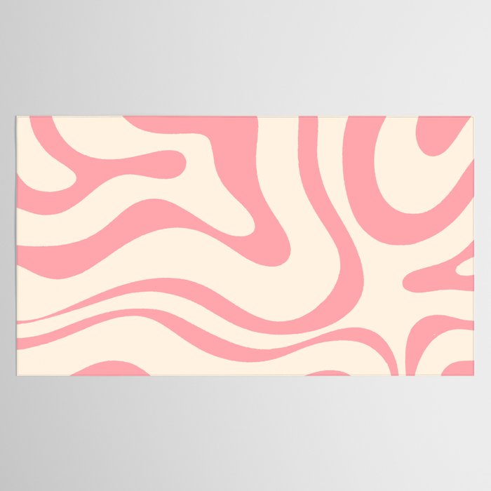 Modern Retro Liquid Swirl Abstract Pattern Square in Pink and Cream Tablecloth Gallery Image 2