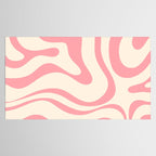 Modern Retro Liquid Swirl Abstract Pattern Square in Pink and Cream Tablecloth Gallery Image 2