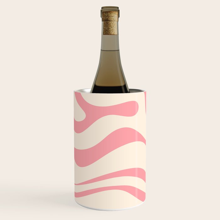 Modern Retro Liquid Swirl Abstract Pattern Square in Pink and Cream Wine Chiller Gallery Image 2