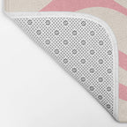 Modern Retro Liquid Swirl Abstract Pattern Square in Pink and Cream Bath Mat Gallery Image 2