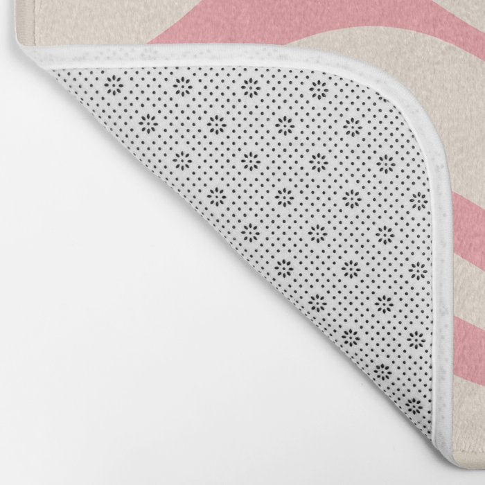 Modern Retro Liquid Swirl Abstract Pattern Square in Pink and Cream Bath Mat Gallery Image 2