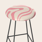 Modern Retro Liquid Swirl Abstract Pattern Square in Pink and Cream Stool Gallery Image 2