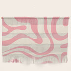 Modern Retro Liquid Swirl Abstract Pattern Square in Pink and Cream Wall Hanging Gallery Image 1