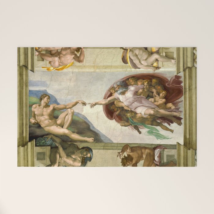 Michelangelo Buonarroti "Creation of Adam" (1) Welcome Mat Gallery Image 1