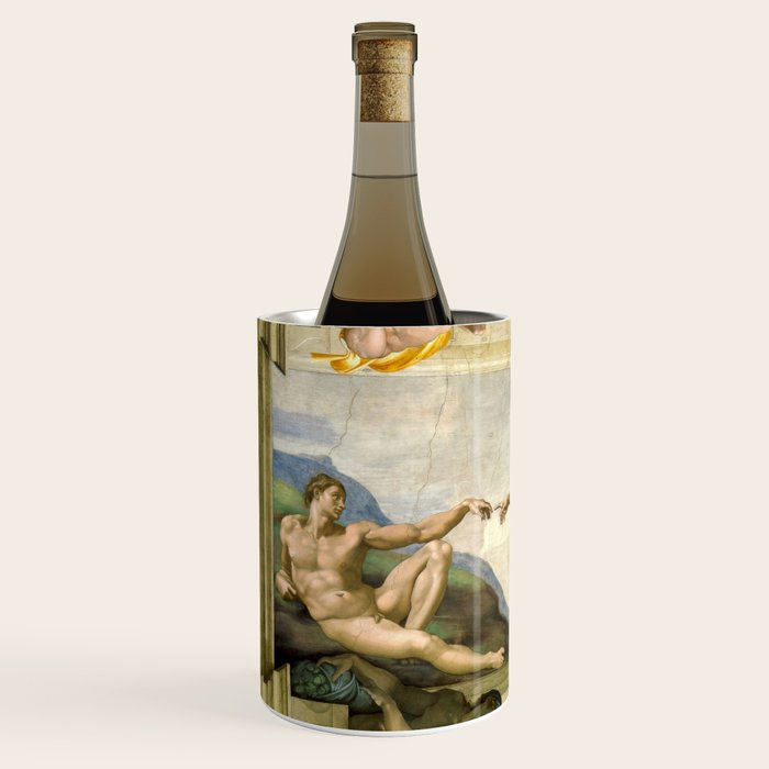 Michelangelo Buonarroti "Creation of Adam" (1) Wine Chiller Gallery Image 2
