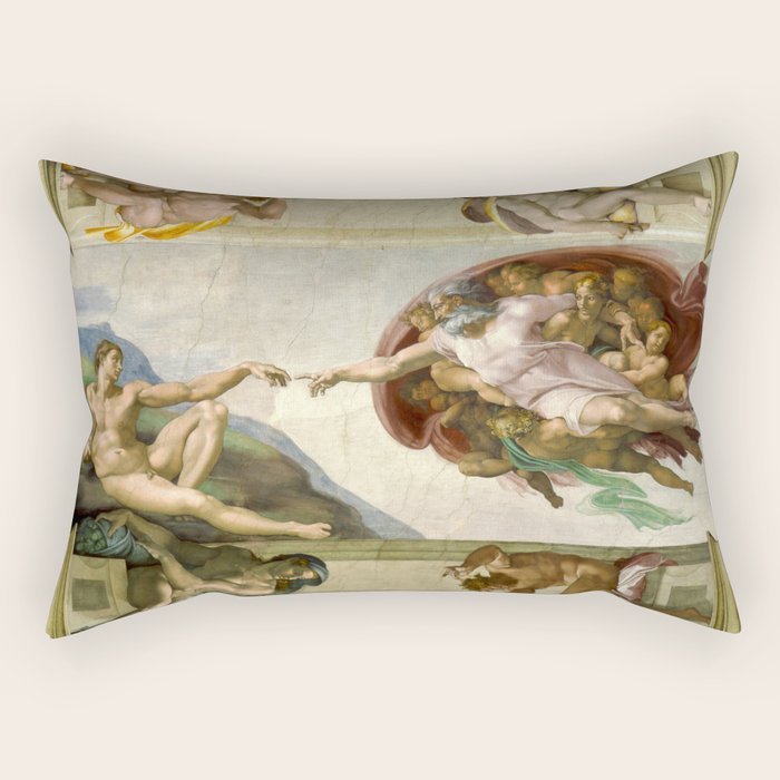 Michelangelo Buonarroti "Creation of Adam" (1) Rectangular Pillow Gallery Image 2