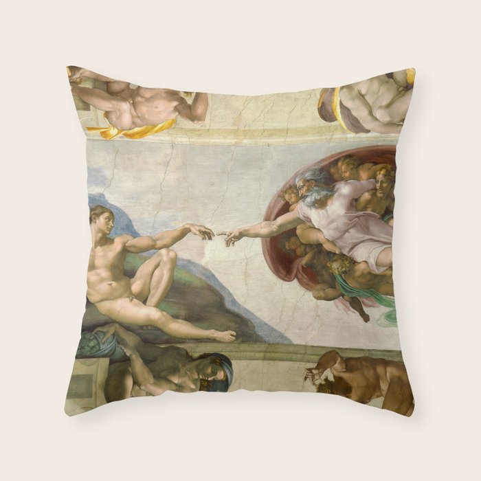 Michelangelo Buonarroti "Creation of Adam" (1) Throw Pillow Gallery Image 6