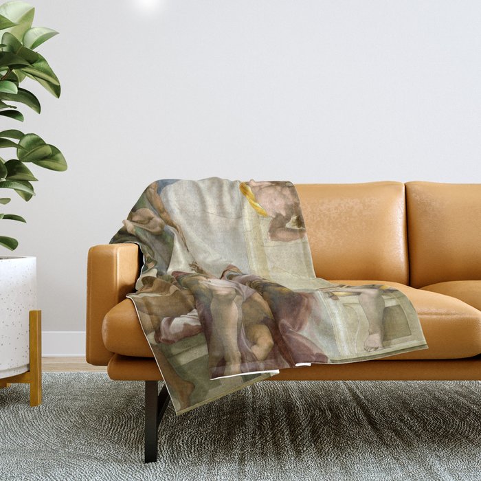 Michelangelo Buonarroti "Creation of Adam" (1) Throw Blanket Gallery Image 1