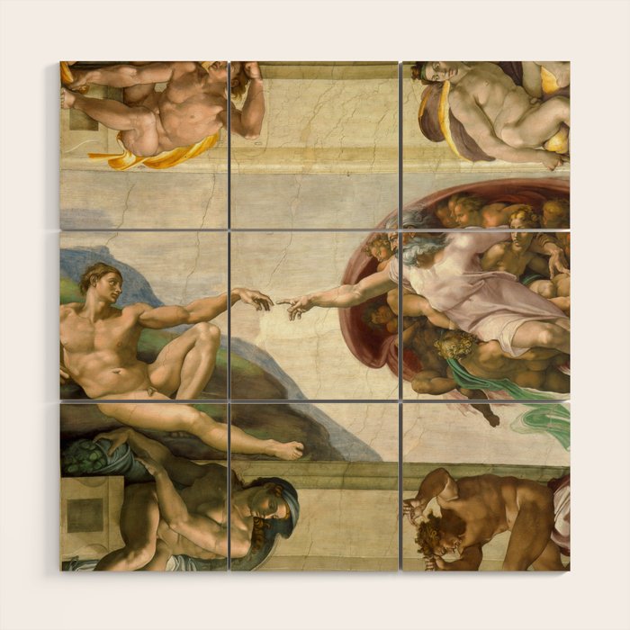 Michelangelo Buonarroti "Creation of Adam" (1) Wood Wall Art Gallery Image 1
