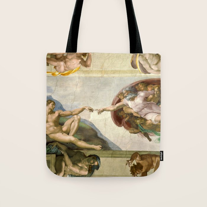 Michelangelo Buonarroti "Creation of Adam" (1) Tote Bag Gallery Image 1