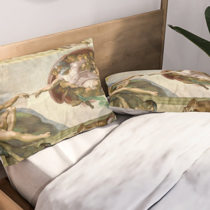 Michelangelo Buonarroti "Creation of Adam" (1) Pillow Sham Gallery Image 2