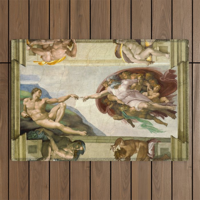 Michelangelo Buonarroti "Creation of Adam" (1) Outdoor Rug Gallery Image 1
