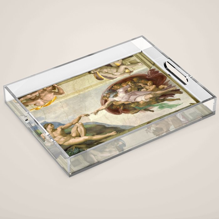 Michelangelo Buonarroti "Creation of Adam" (1) Acrylic Tray Gallery Image 1