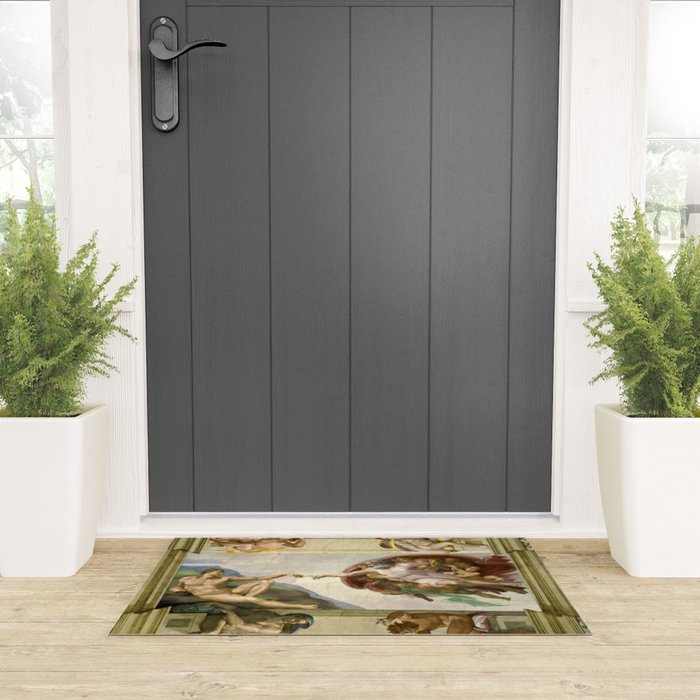 Michelangelo Buonarroti "Creation of Adam" (1) Welcome Mat Gallery Image 3