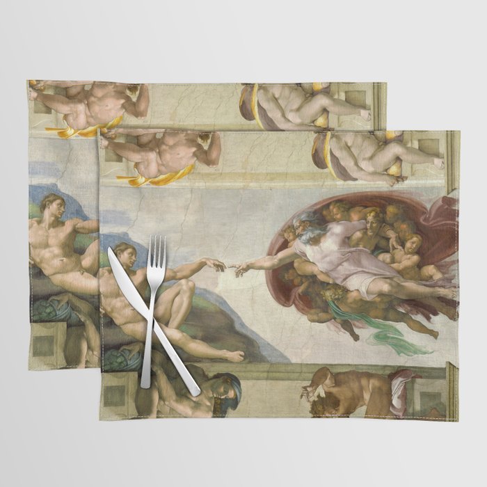 Michelangelo Buonarroti "Creation of Adam" (1) Placemat Gallery Image 1
